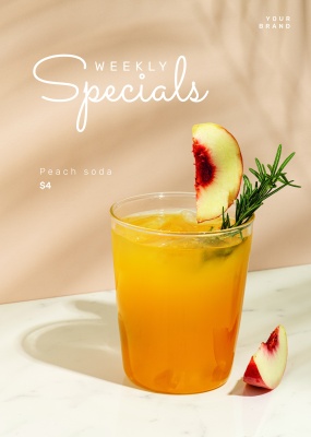 夏日黄桃饮品广告海报